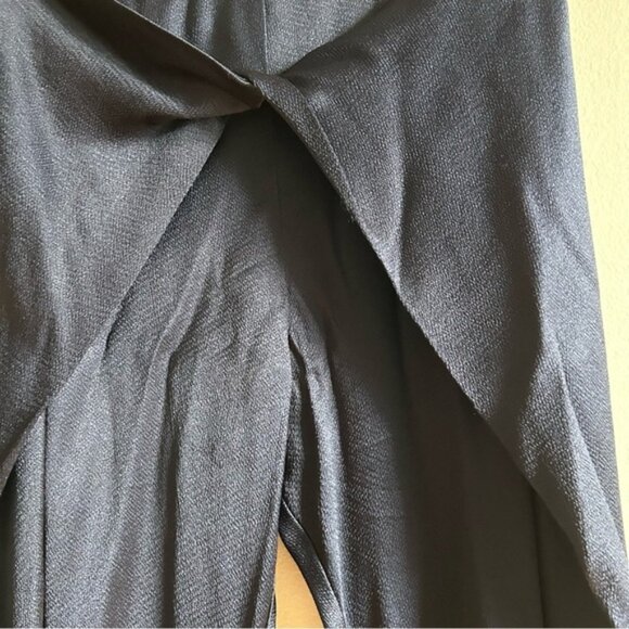Alexis Dark Navy Blue Satin Elastic Waist Draped Pants - Picture 3 of 11